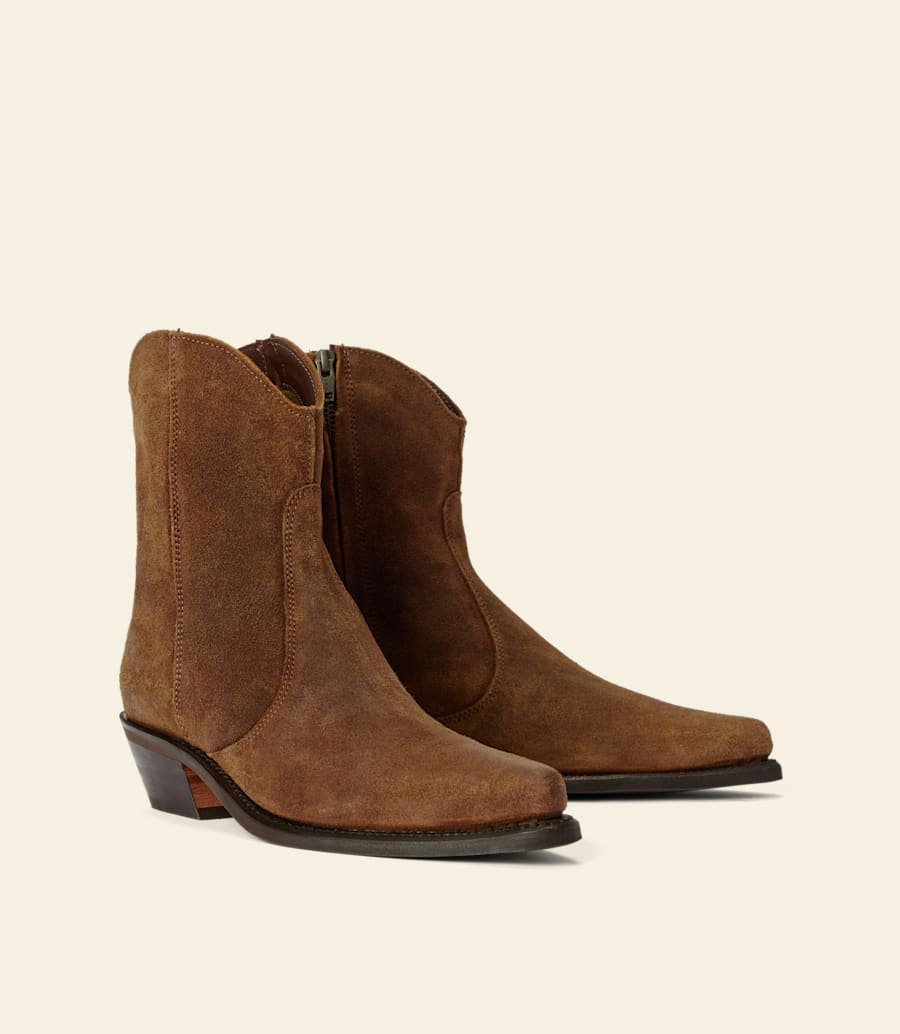 stivale etta – pelle scamosciata cerata color zenzero