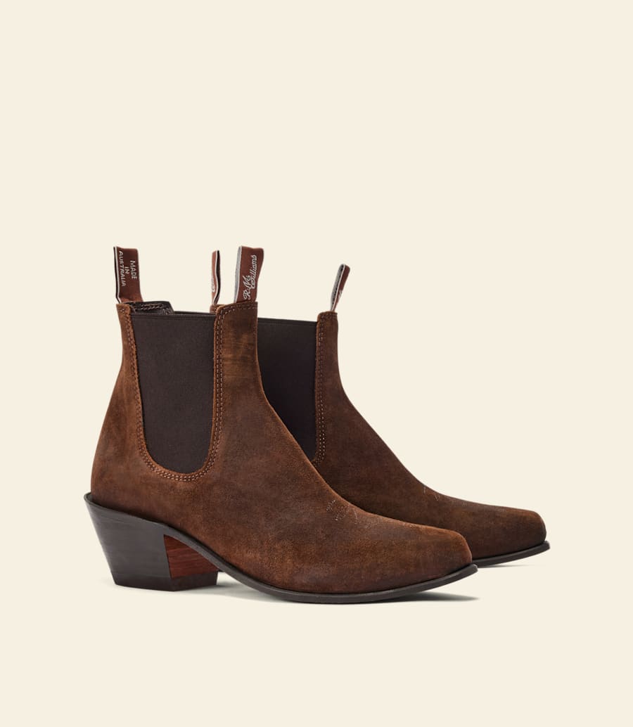 stivale santa fe – pelle scamosciata cerata color zenzero