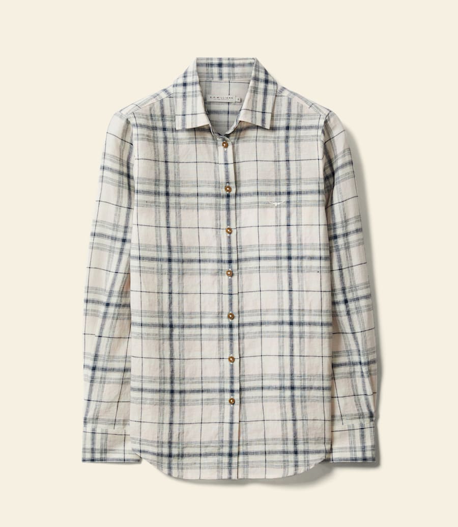 camicia in lino a quadri olney