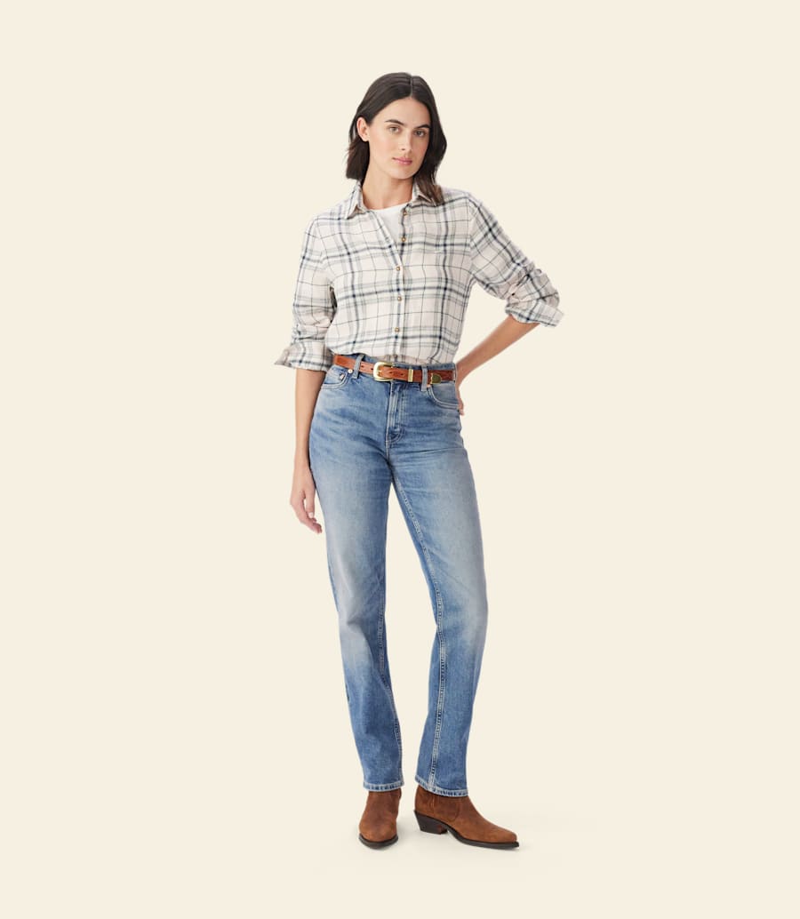camicia in lino a quadri olney