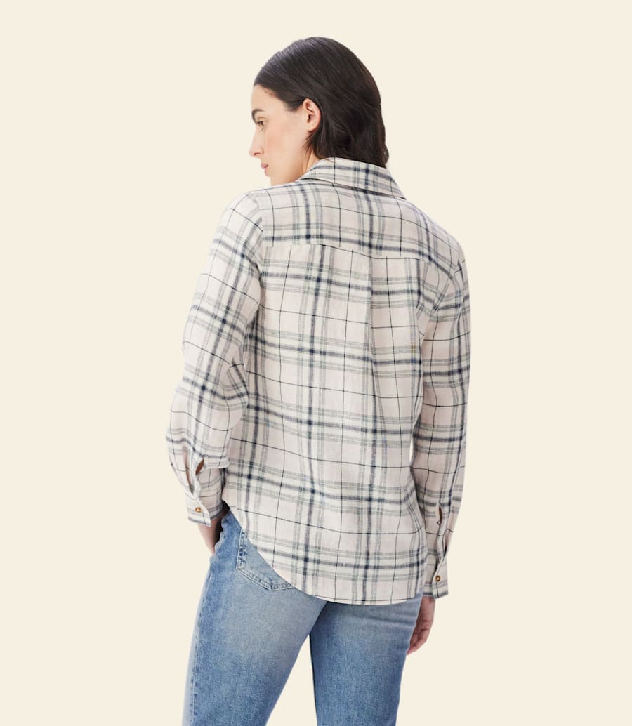 camicia in lino a quadri olney