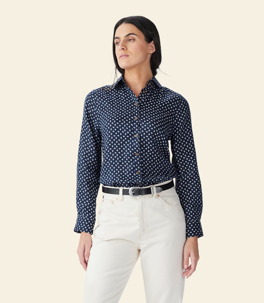 camicia in lino con stampa olney