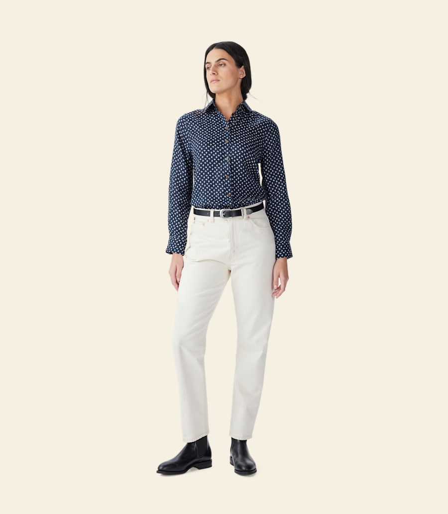 camicia in lino con stampa olney