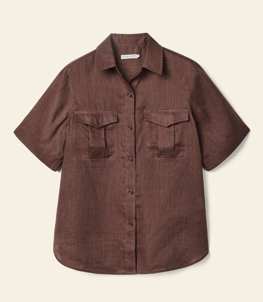 camicia di lino a maniche corte crispin