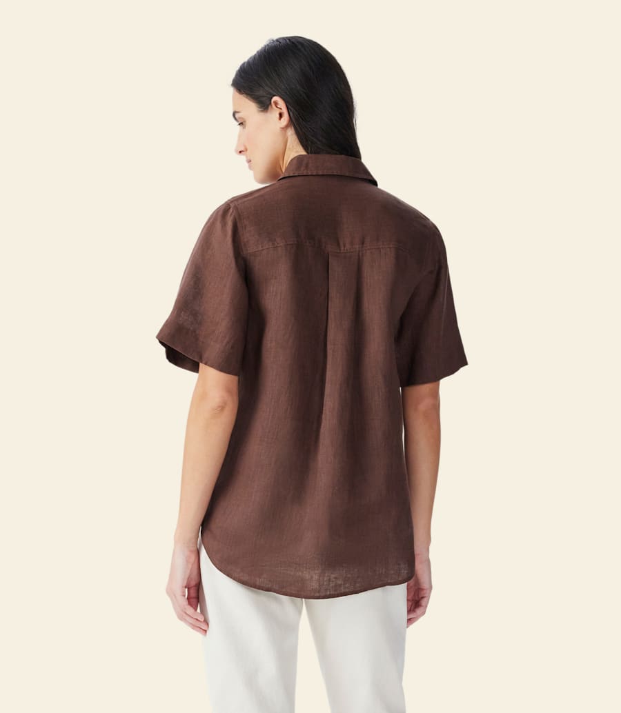 camicia di lino a maniche corte crispin