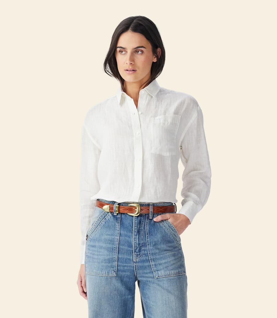 camicia in lino a righe hopeland