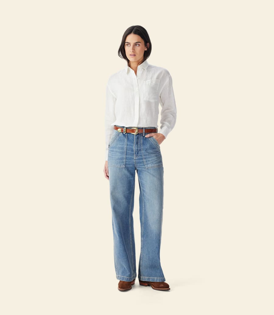 camicia in lino a righe hopeland