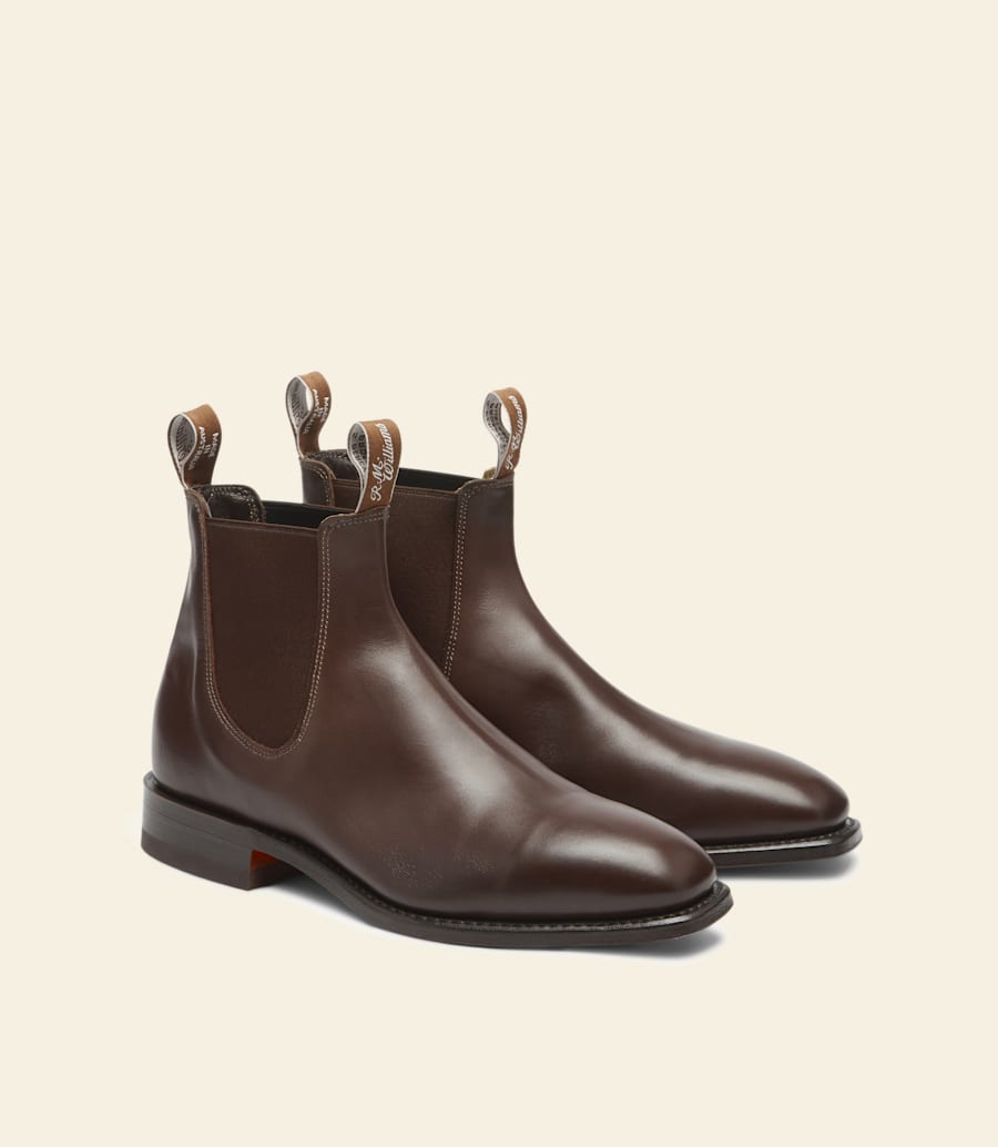 stivale signature craftsman in pelle di vitello color cuoio scuro