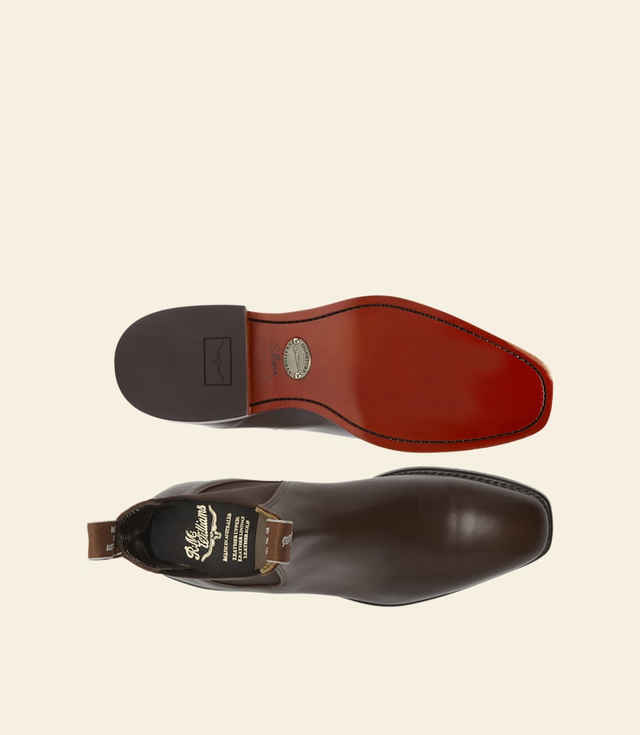 stivale signature craftsman in pelle di vitello color cuoio scuro