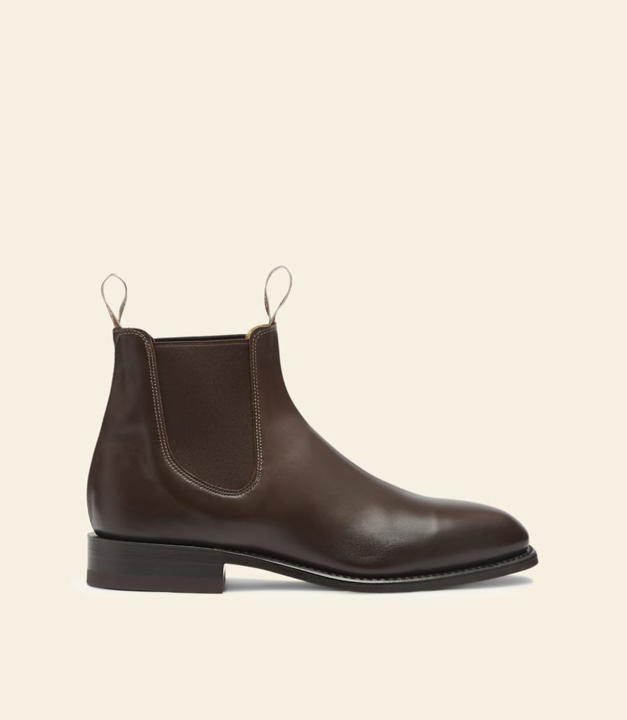 stivale signature craftsman in pelle di vitello color cuoio scuro