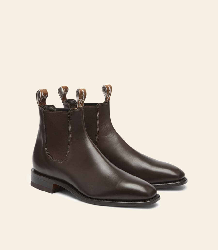 stivale signature craftsman in pelle di vitello color castagna