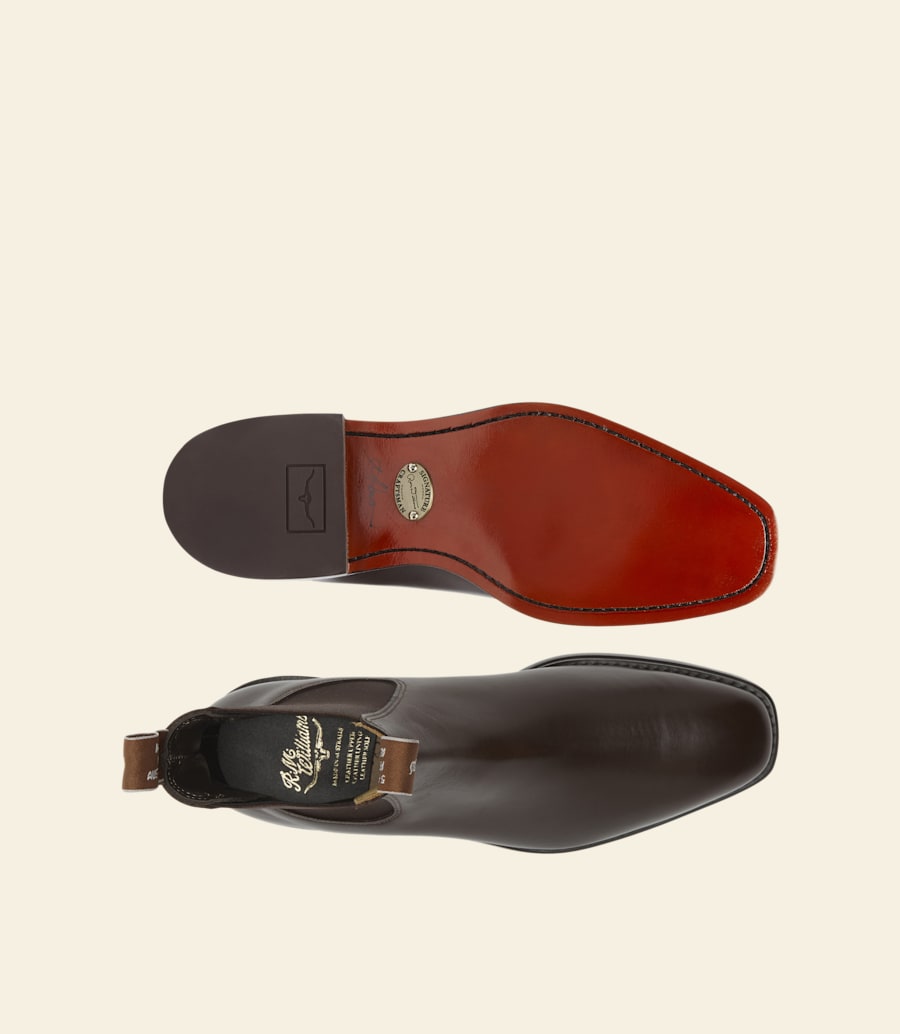 stivale signature craftsman in pelle di vitello color castagna