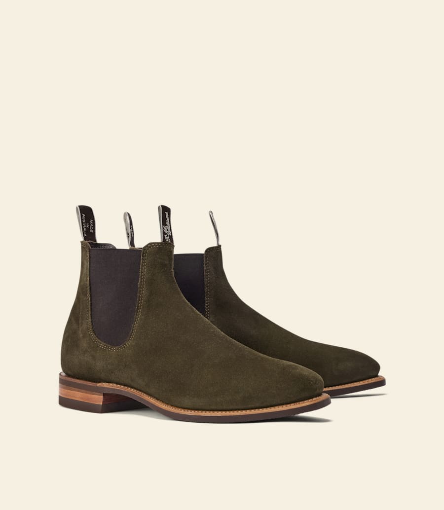 stivale craftsman – pelle scamosciata eucalipto