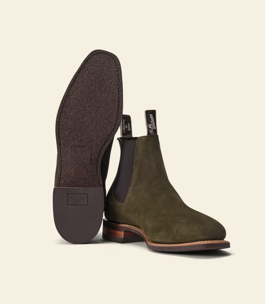 stivale craftsman – pelle scamosciata eucalipto