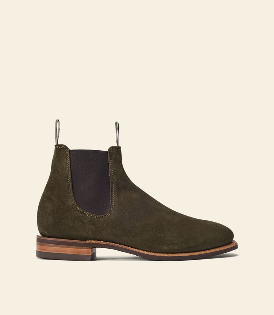stivale craftsman – pelle scamosciata eucalipto