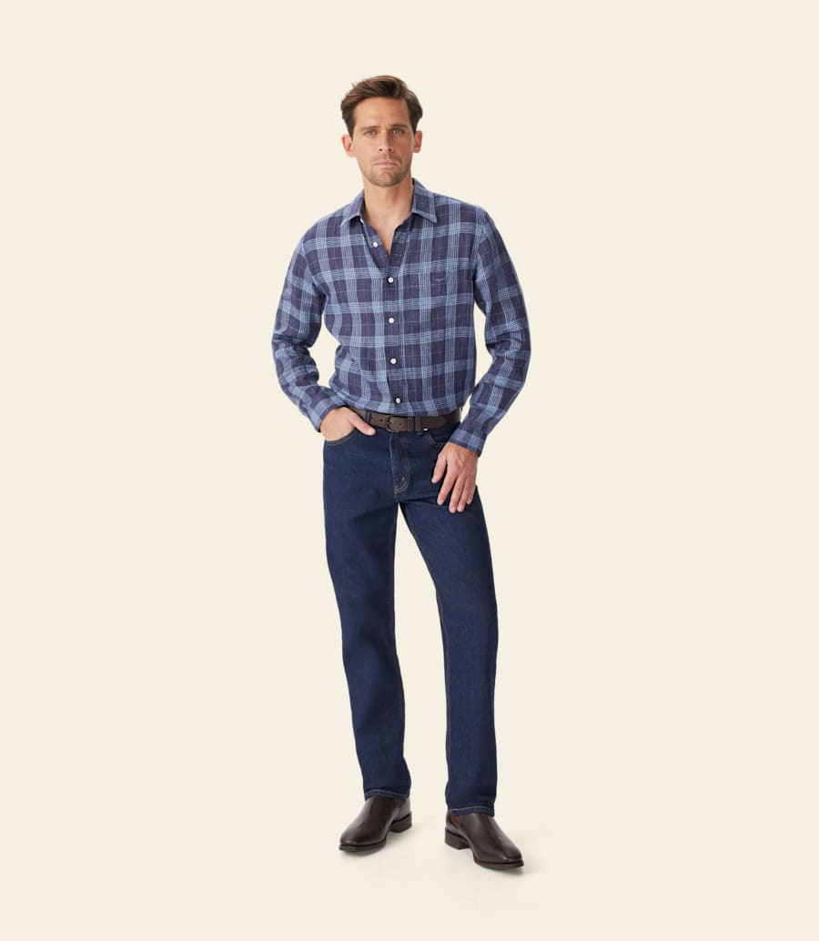 camicia a quadri in lino