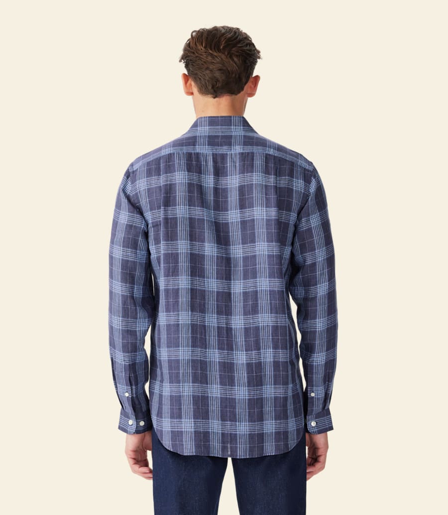 camicia a quadri in lino