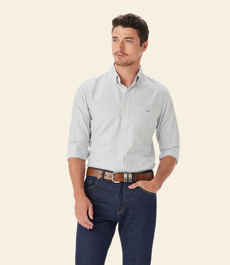 camicia a righe oxford regolare