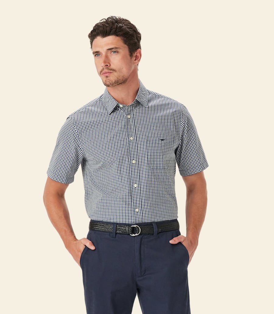 camicia classica in popeline a quadri