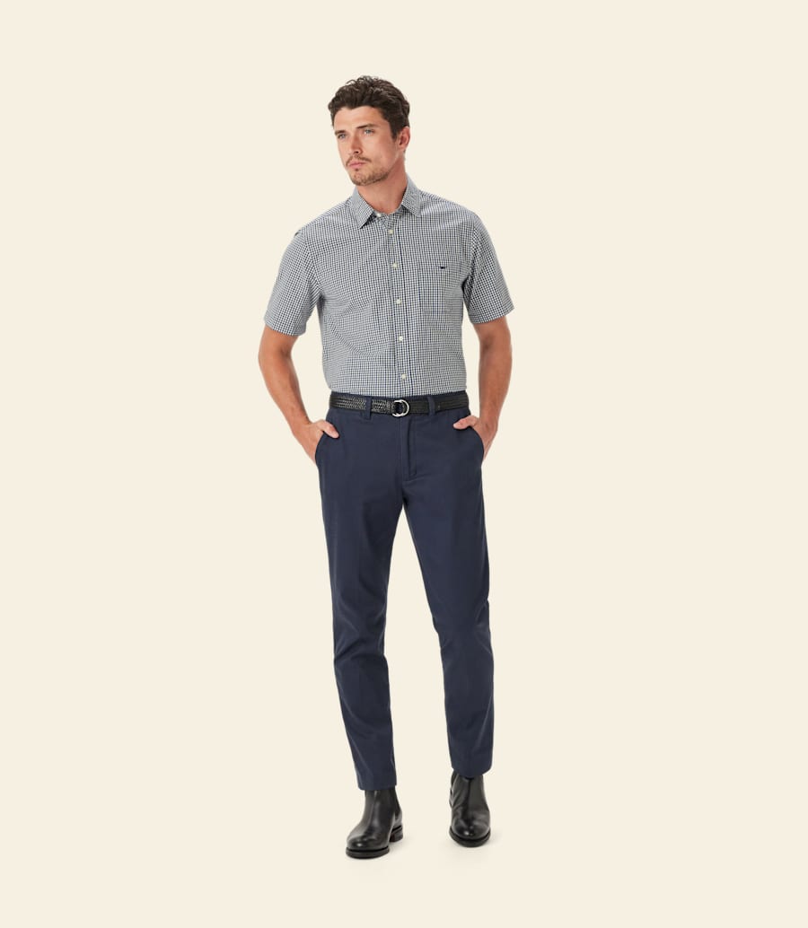 camicia classica in popeline a quadri
