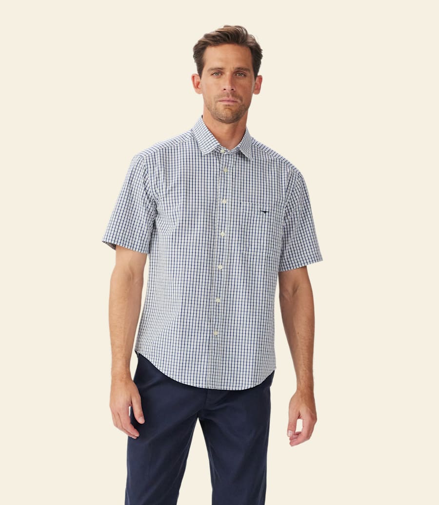 camicia a maniche corte in popeline augusta
