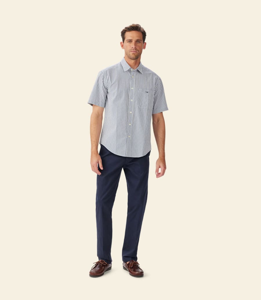 camicia a maniche corte in popeline augusta
